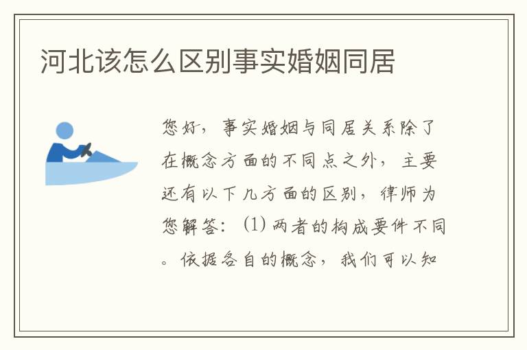 河北该怎么区别事实婚姻同居