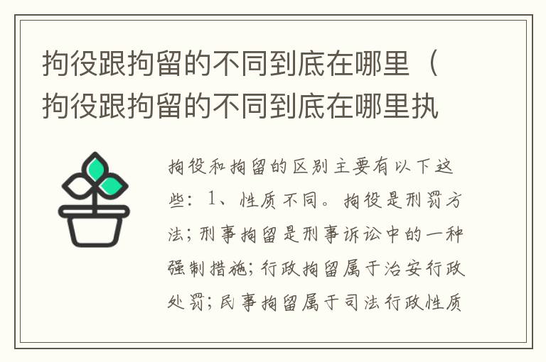 拘役跟拘留的不同到底在哪里（拘役跟拘留的不同到底在哪里执行）