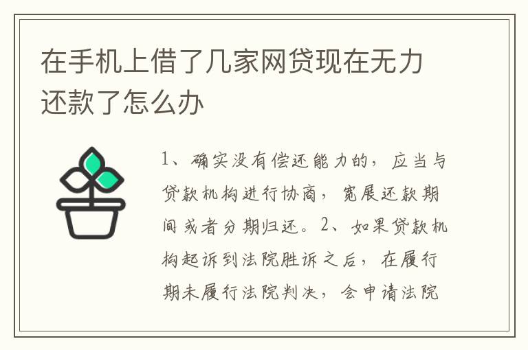 在手机上借了几家网贷现在无力还款了怎么办