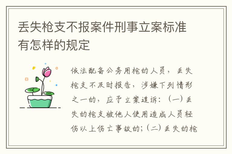 丢失枪支不报案件刑事立案标准有怎样的规定