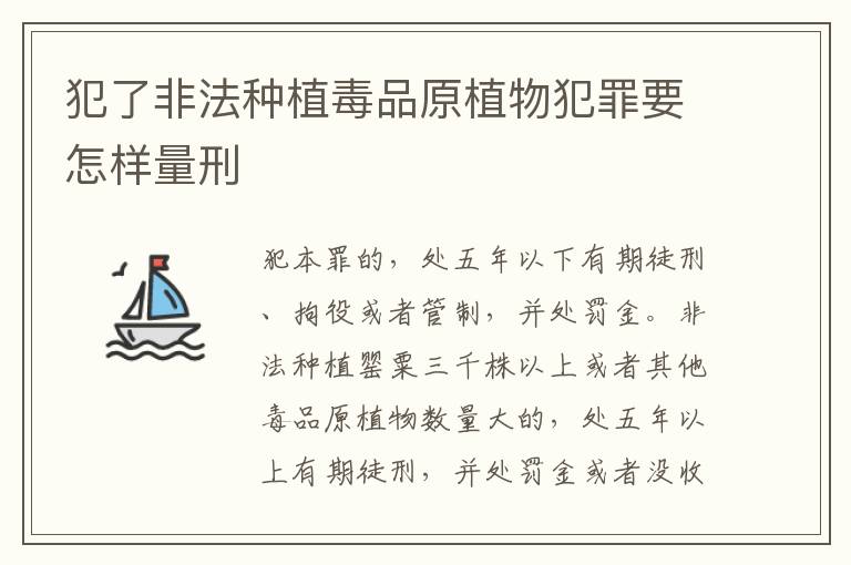 犯了非法种植毒品原植物犯罪要怎样量刑