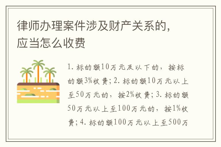 律师办理案件涉及财产关系的，应当怎么收费