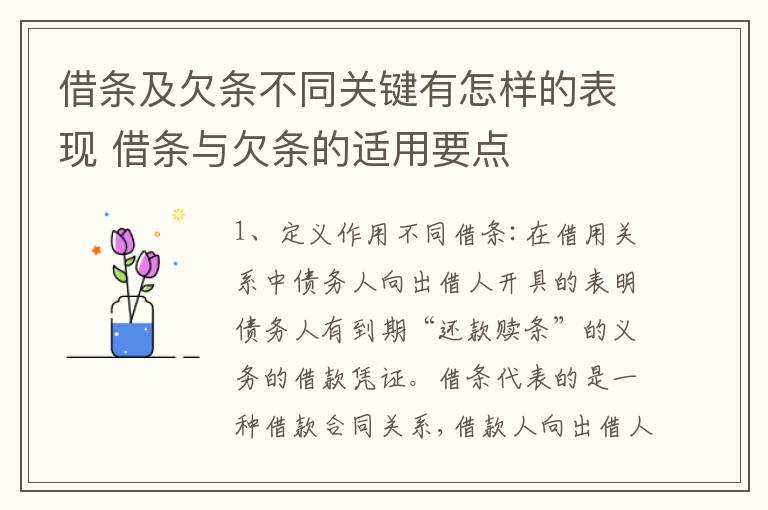 借条及欠条不同关键有怎样的表现 借条与欠条的适用要点