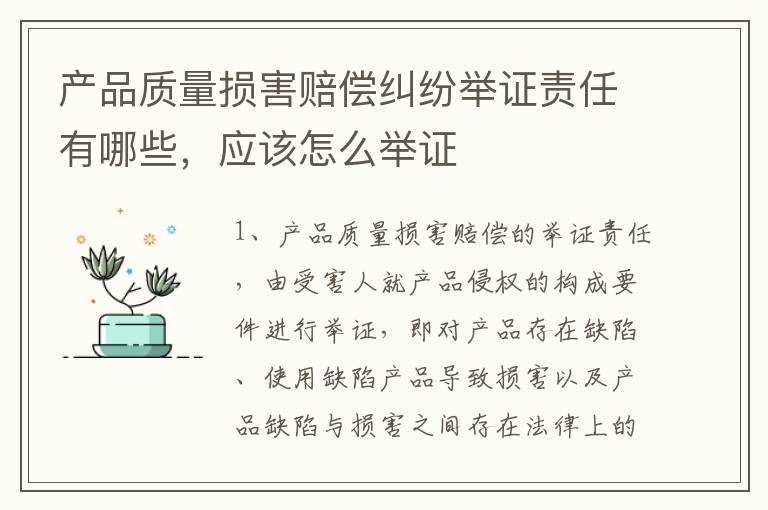 产品质量损害赔偿纠纷举证责任有哪些，应该怎么举证