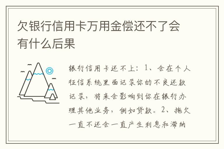 欠银行信用卡万用金偿还不了会有什么后果