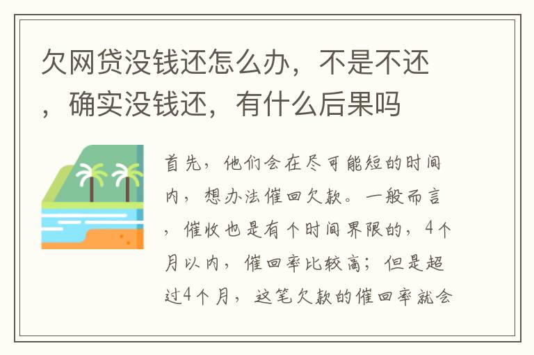 欠网贷没钱还怎么办，不是不还，确实没钱还，有什么后果吗