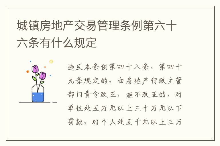 城镇房地产交易管理条例第六十六条有什么规定