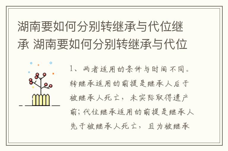 湖南要如何分别转继承与代位继承 湖南要如何分别转继承与代位继承呢