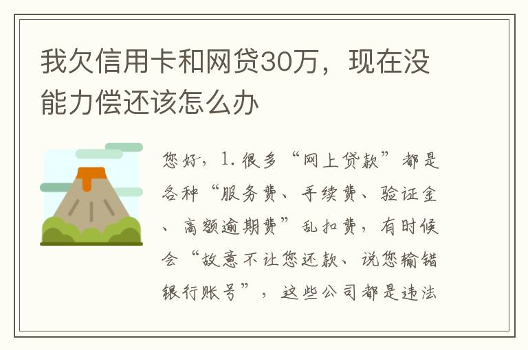 我欠信用卡和网贷30万，现在没能力偿还该怎么办