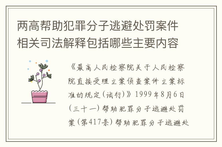 两高帮助犯罪分子逃避处罚案件相关司法解释包括哪些主要内容