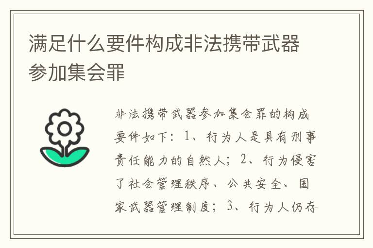 满足什么要件构成非法携带武器参加集会罪