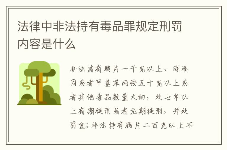 法律中非法持有毒品罪规定刑罚内容是什么