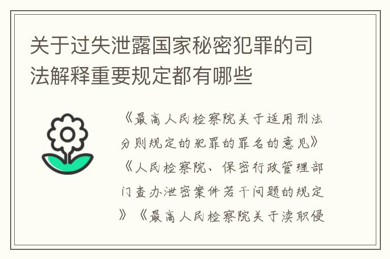 关于过失泄露国家秘密犯罪的司法解释重要规定都有哪些