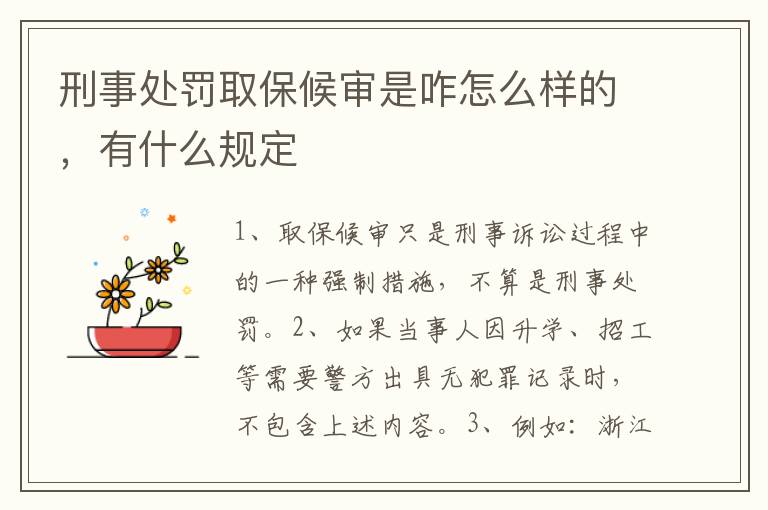 刑事处罚取保候审是咋怎么样的，有什么规定