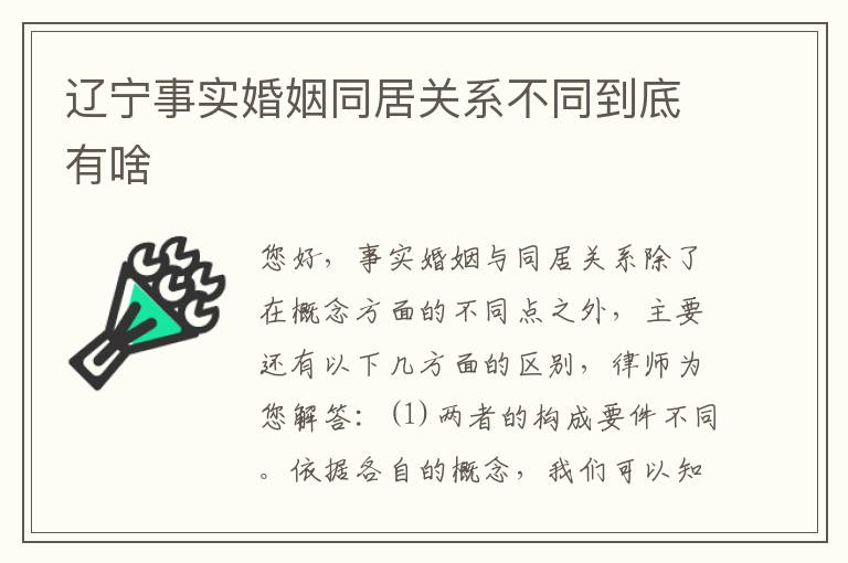 辽宁事实婚姻同居关系不同到底有啥