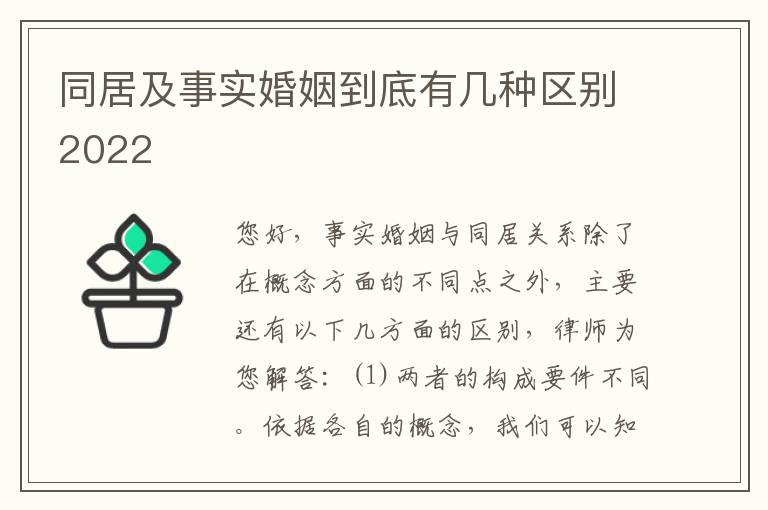 同居及事实婚姻到底有几种区别2022