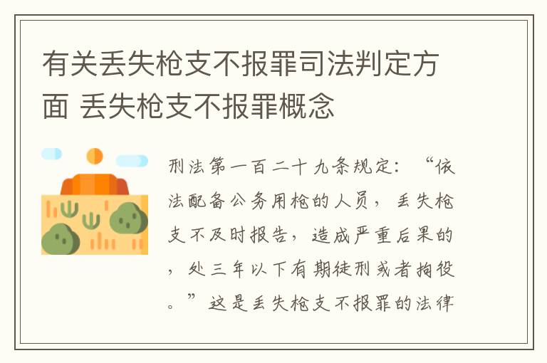 有关丢失枪支不报罪司法判定方面 丢失枪支不报罪概念