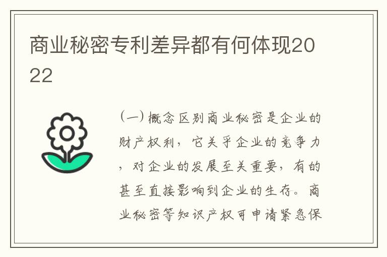 商业秘密专利差异都有何体现2022