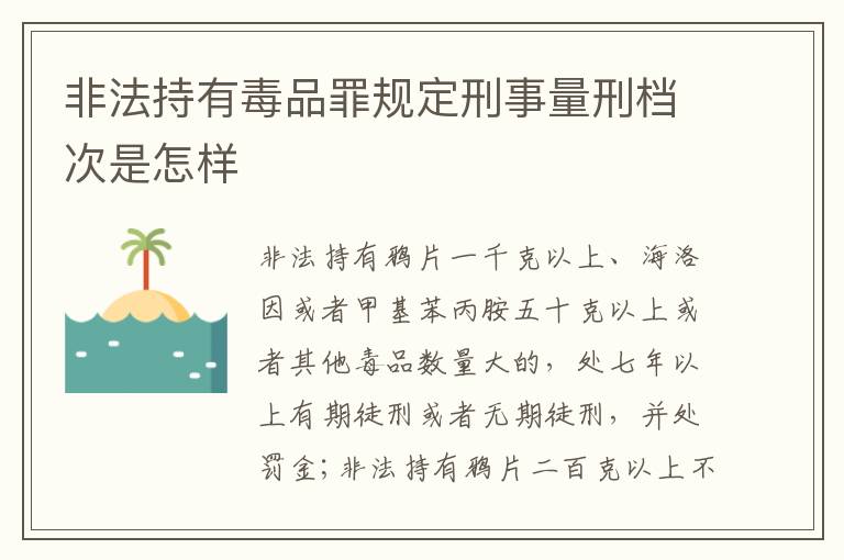 非法持有毒品罪规定刑事量刑档次是怎样