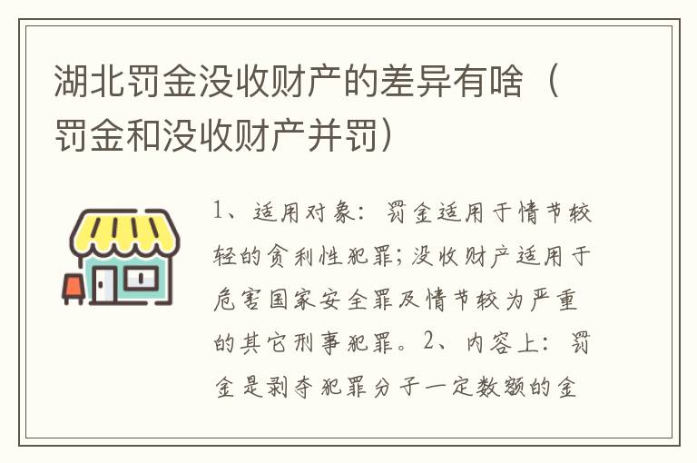 湖北罚金没收财产的差异有啥（罚金和没收财产并罚）