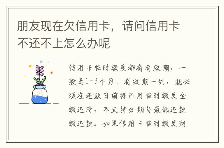 朋友现在欠信用卡，请问信用卡不还不上怎么办呢