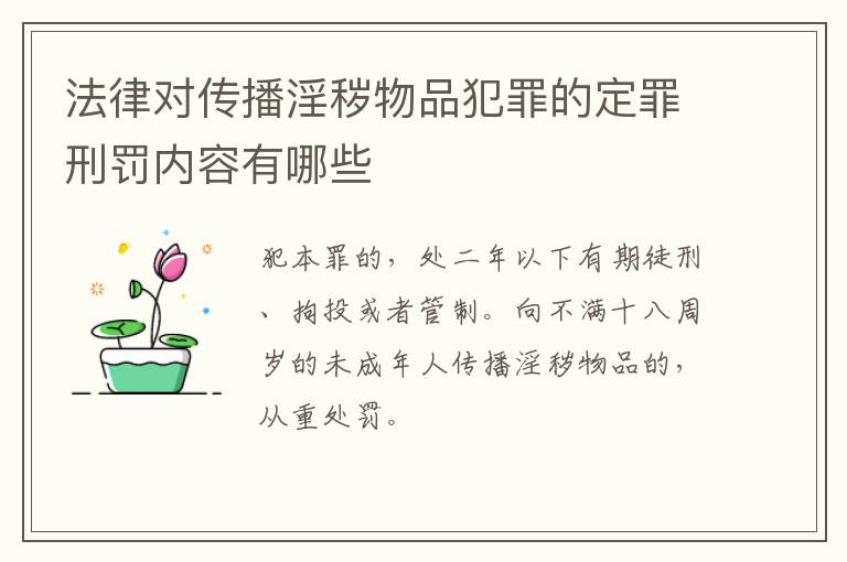 法律对传播淫秽物品犯罪的定罪刑罚内容有哪些