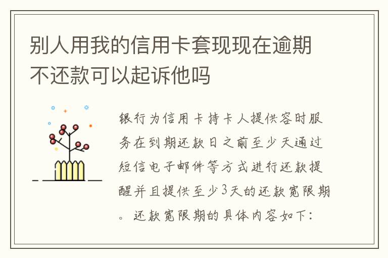 别人用我的信用卡套现现在逾期不还款可以起诉他吗