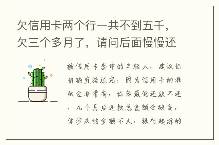 欠信用卡两个行一共不到五千，欠三个多月了，请问后面慢慢还还会起诉吗