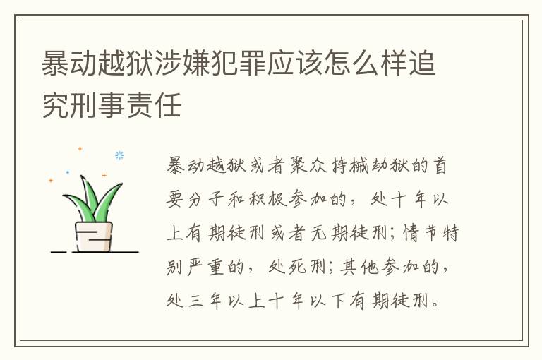 暴动越狱涉嫌犯罪应该怎么样追究刑事责任