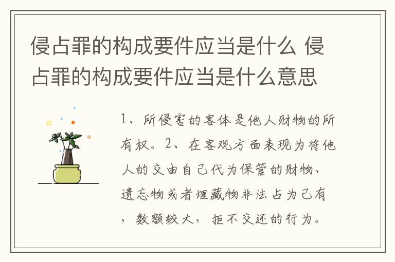 侵占罪的构成要件应当是什么 侵占罪的构成要件应当是什么意思