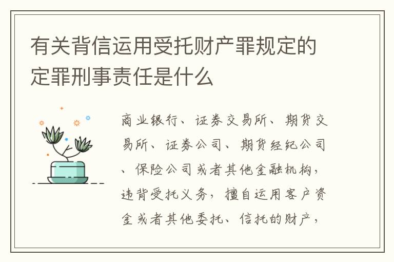 有关背信运用受托财产罪规定的定罪刑事责任是什么