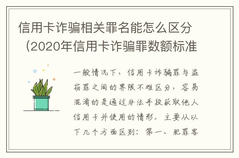 信用卡诈骗相关罪名能怎么区分（2020年信用卡诈骗罪数额标准）