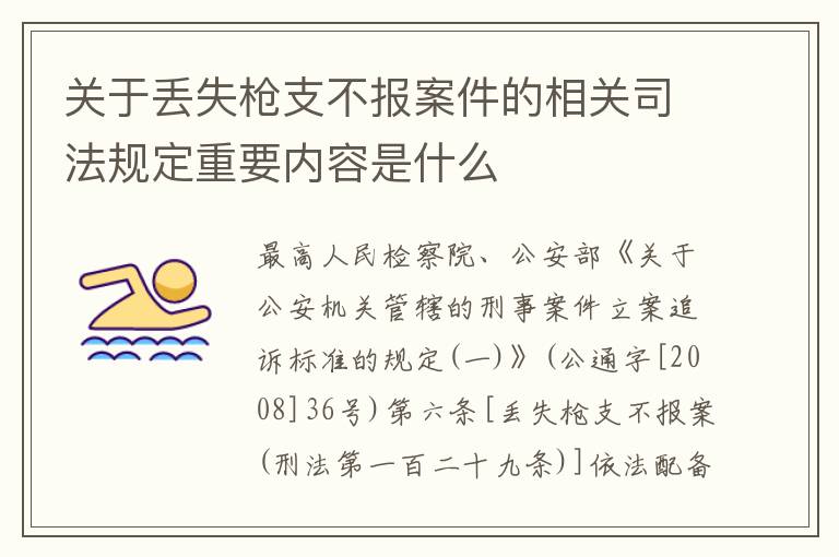 关于丢失枪支不报案件的相关司法规定重要内容是什么