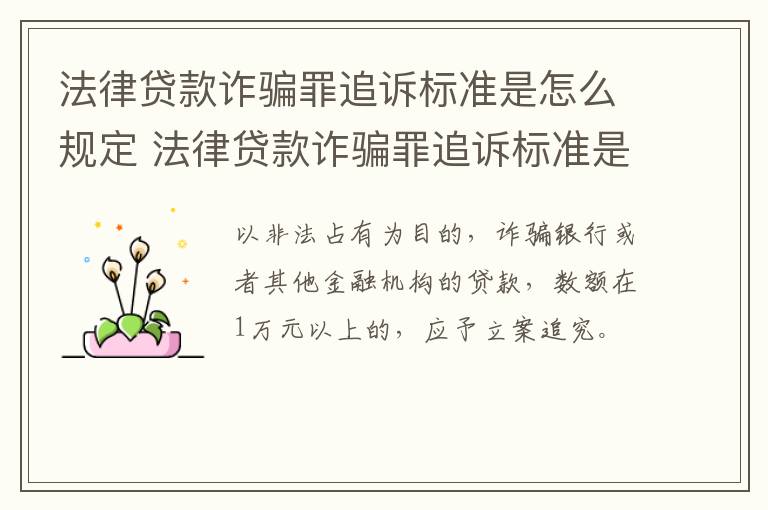 法律贷款诈骗罪追诉标准是怎么规定 法律贷款诈骗罪追诉标准是怎么规定的