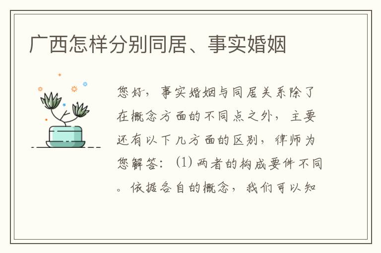 广西怎样分别同居、事实婚姻