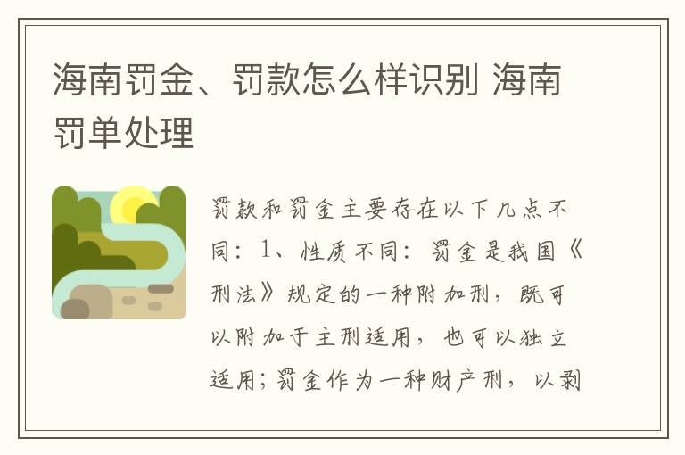 海南罚金、罚款怎么样识别 海南罚单处理