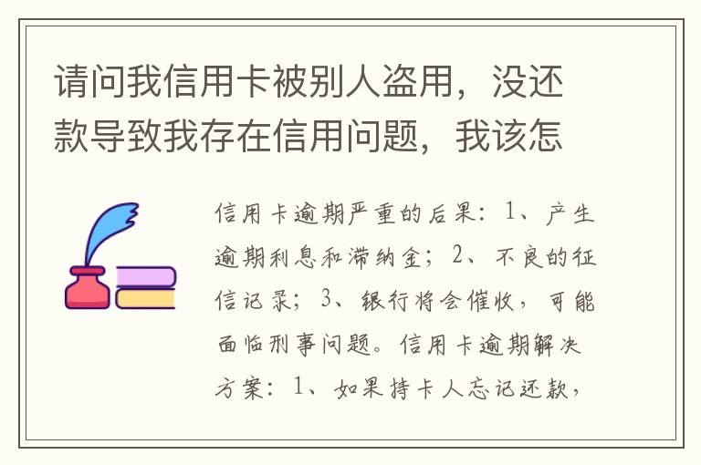 请问我信用卡被别人盗用，没还款导致我存在信用问题，我该怎么办