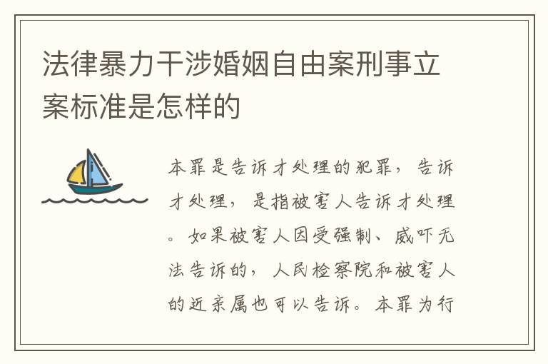 法律暴力干涉婚姻自由案刑事立案标准是怎样的