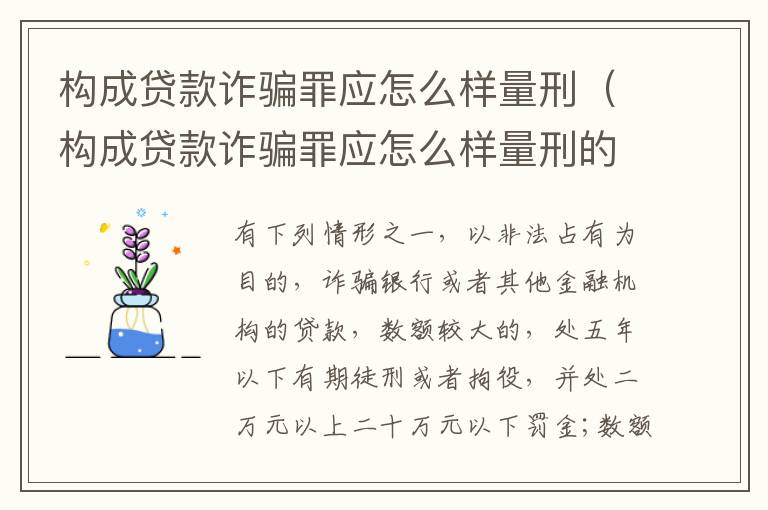 构成贷款诈骗罪应怎么样量刑（构成贷款诈骗罪应怎么样量刑的）