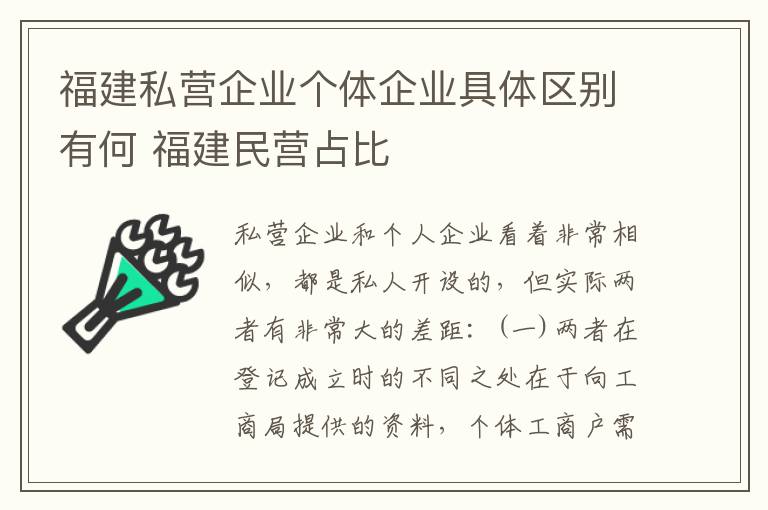 福建私营企业个体企业具体区别有何 福建民营占比