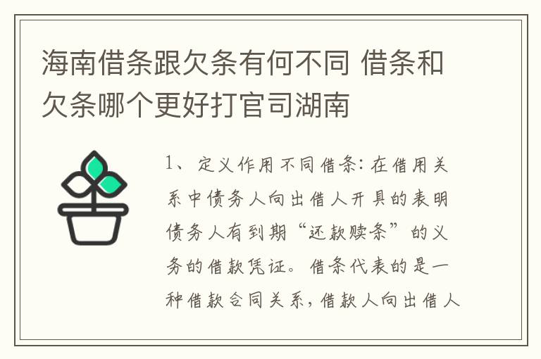 海南借条跟欠条有何不同 借条和欠条哪个更好打官司湖南