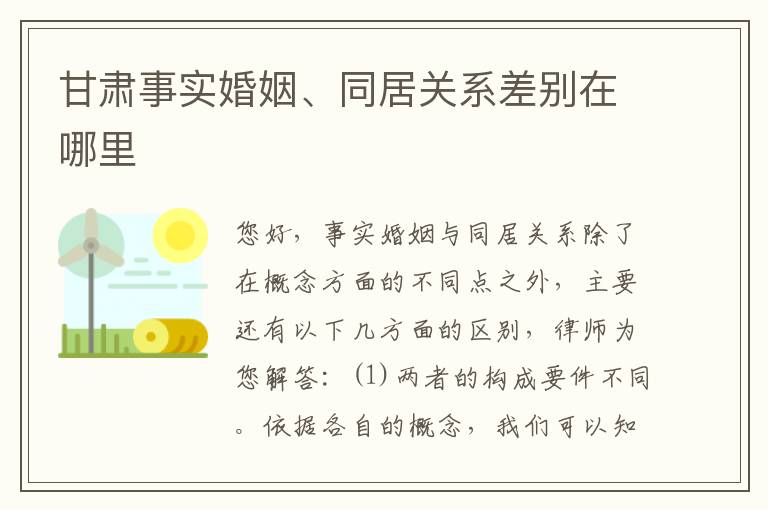 甘肃事实婚姻、同居关系差别在哪里