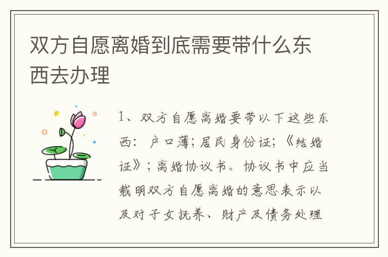 双方自愿离婚到底需要带什么东西去办理