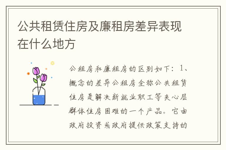 公共租赁住房及廉租房差异表现在什么地方