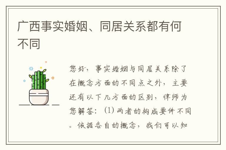 广西事实婚姻、同居关系都有何不同