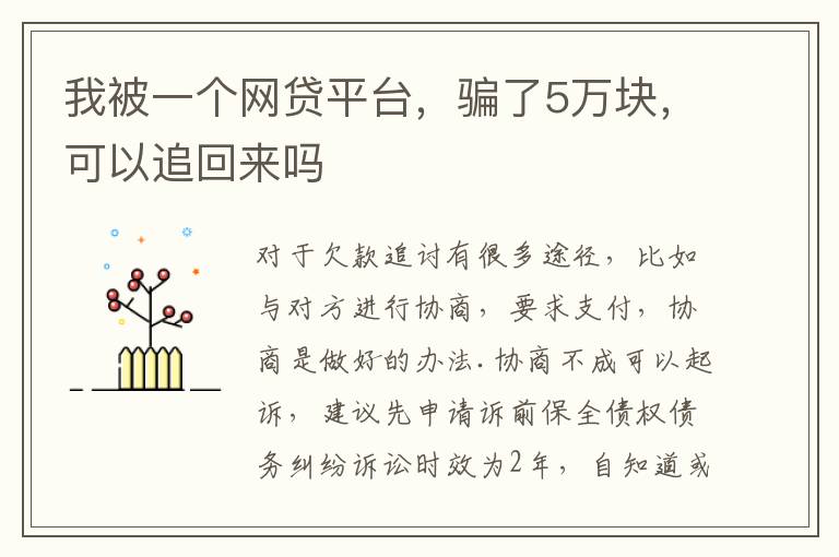 我被一个网贷平台，骗了5万块，可以追回来吗