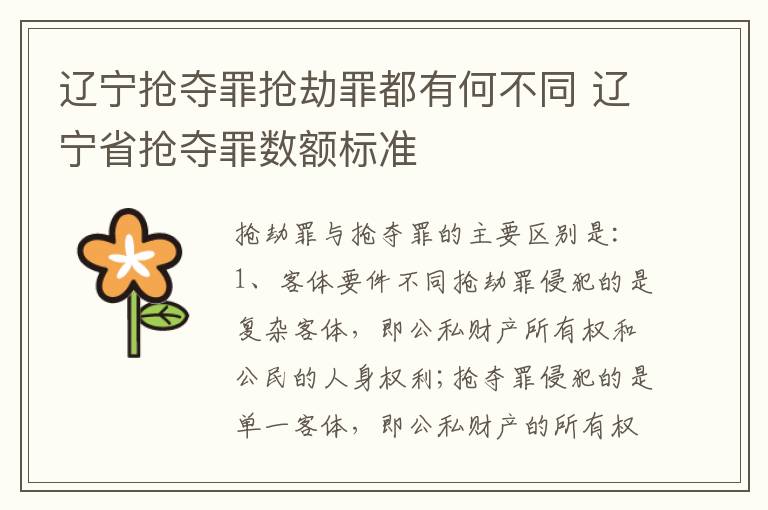 辽宁抢夺罪抢劫罪都有何不同 辽宁省抢夺罪数额标准