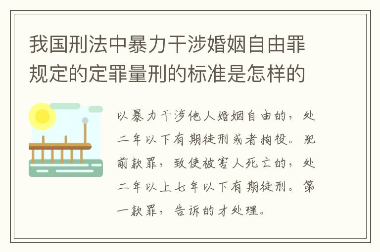 我国刑法中暴力干涉婚姻自由罪规定的定罪量刑的标准是怎样的