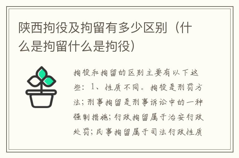 陕西拘役及拘留有多少区别（什么是拘留什么是拘役）