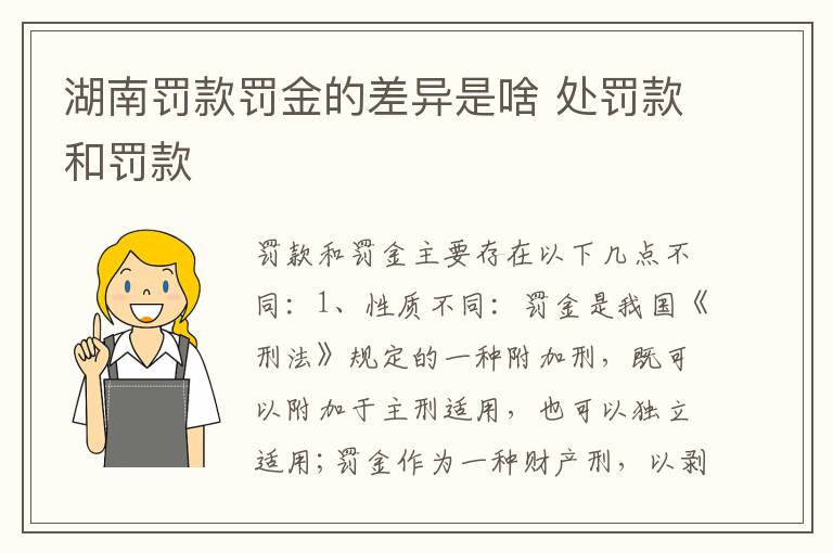 湖南罚款罚金的差异是啥 处罚款和罚款